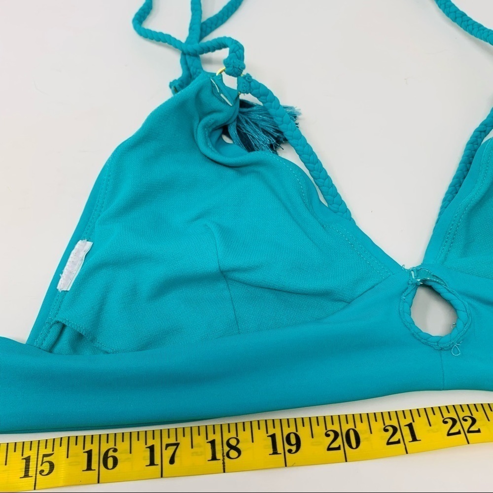 Bohemian Teal Turquoise Floral Embroidered Two Piece Bikini Swim Suit Size Small - Picture 8 of 16